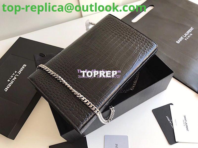 Replica YSL Classic Medium Kate Monogram Saint Laurent Tassel Satchel In Black Crocodile Embossed Shiny Leather 354119 in Silver hardware Replica YSL Classic Medium Kate Monogram Saint Laurent Tassel Satchel In Black Crocodile Embossed Shiny Leather 354119 in Silver hardware