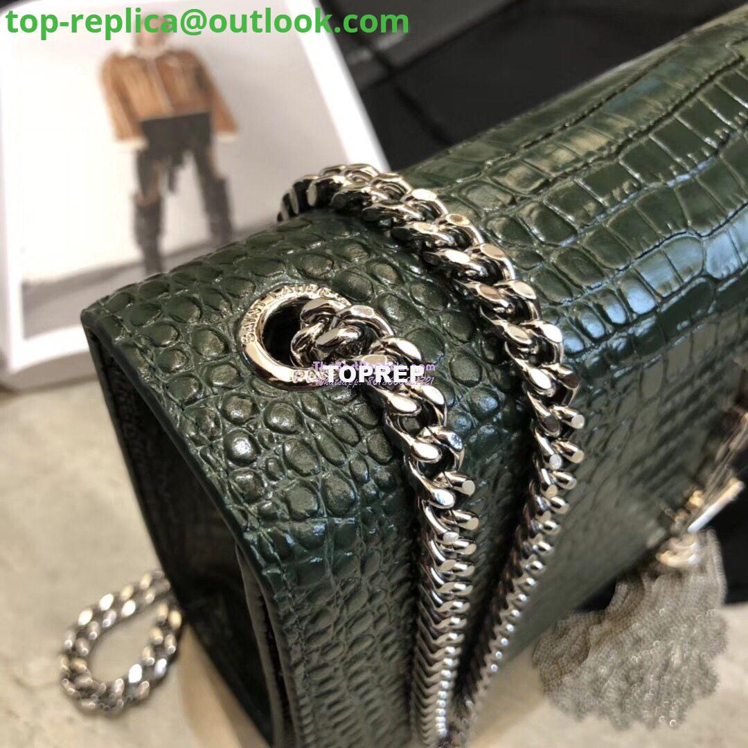Replica YSL Classic Medium Kate Monogram Saint Laurent Tassel Satchel In Green Crocodile Embossed Shiny Leather 354119 in Silver hardware 7 Replica YSL Classic Medium Kate Monogram Saint Laurent Tassel Satchel In Green Crocodile Embossed Shiny Leather 354119 in Silver hardware 7