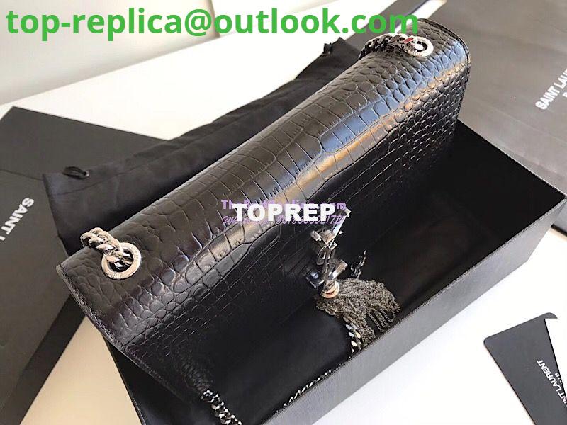 Replica YSL Classic Medium Kate Monogram Saint Laurent Tassel Satchel In Black Crocodile Embossed Shiny Leather 354119 in Silver hardware 2 Replica YSL Classic Medium Kate Monogram Saint Laurent Tassel Satchel In Black Crocodile Embossed Shiny Leather 354119 in Silver hardware 2
