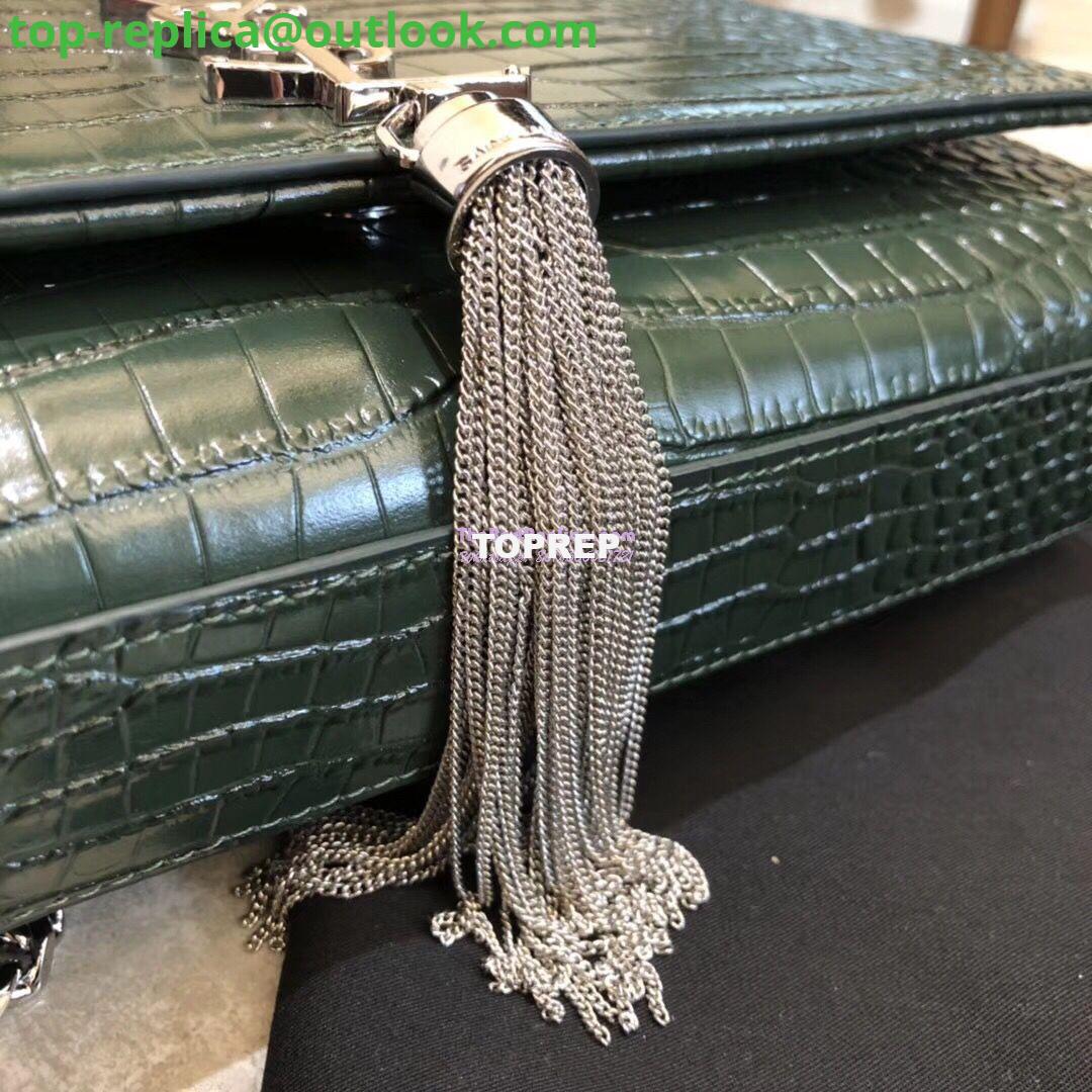 Replica YSL Classic Medium Kate Monogram Saint Laurent Tassel Satchel In Green Crocodile Embossed Shiny Leather 354119 in Silver hardware 8 Replica YSL Classic Medium Kate Monogram Saint Laurent Tassel Satchel In Green Crocodile Embossed Shiny Leather 354119 in Silver hardware 8