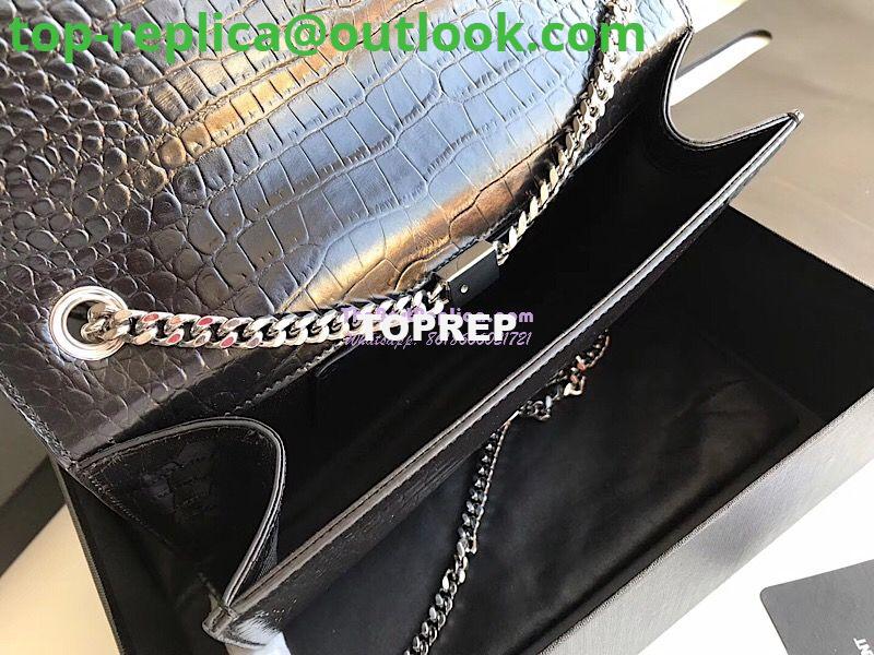 Replica YSL Classic Medium Kate Monogram Saint Laurent Tassel Satchel In Black Crocodile Embossed Shiny Leather 354119 in Silver hardware 4 Replica YSL Classic Medium Kate Monogram Saint Laurent Tassel Satchel In Black Crocodile Embossed Shiny Leather 354119 in Silver hardware 4