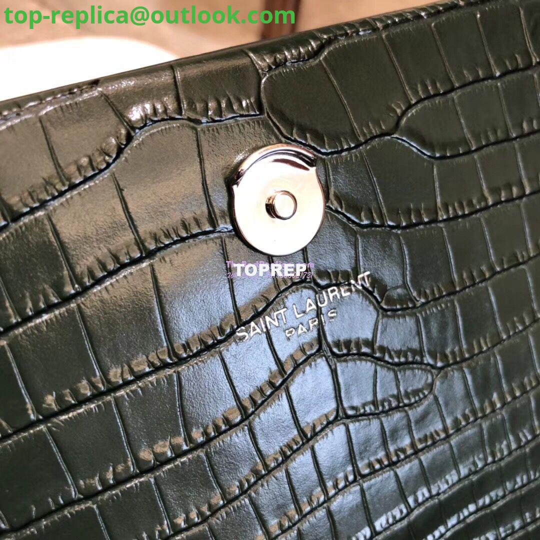 Replica YSL Classic Medium Kate Monogram Saint Laurent Tassel Satchel In Green Crocodile Embossed Shiny Leather 354119 in Silver hardware 9 Replica YSL Classic Medium Kate Monogram Saint Laurent Tassel Satchel In Green Crocodile Embossed Shiny Leather 354119 in Silver hardware 9