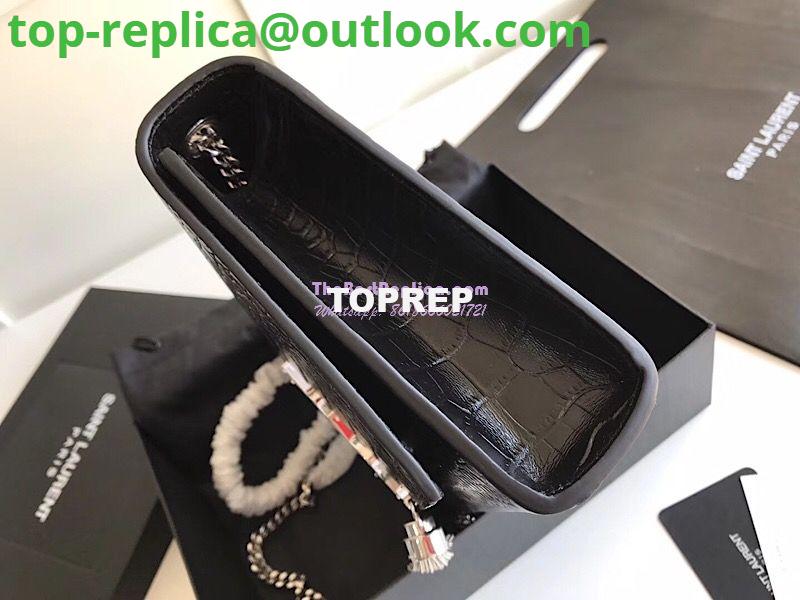Replica YSL Classic Medium Kate Monogram Saint Laurent Tassel Satchel In Black Crocodile Embossed Shiny Leather 354119 in Silver hardware 6 Replica YSL Classic Medium Kate Monogram Saint Laurent Tassel Satchel In Black Crocodile Embossed Shiny Leather 354119 in Silver hardware 6