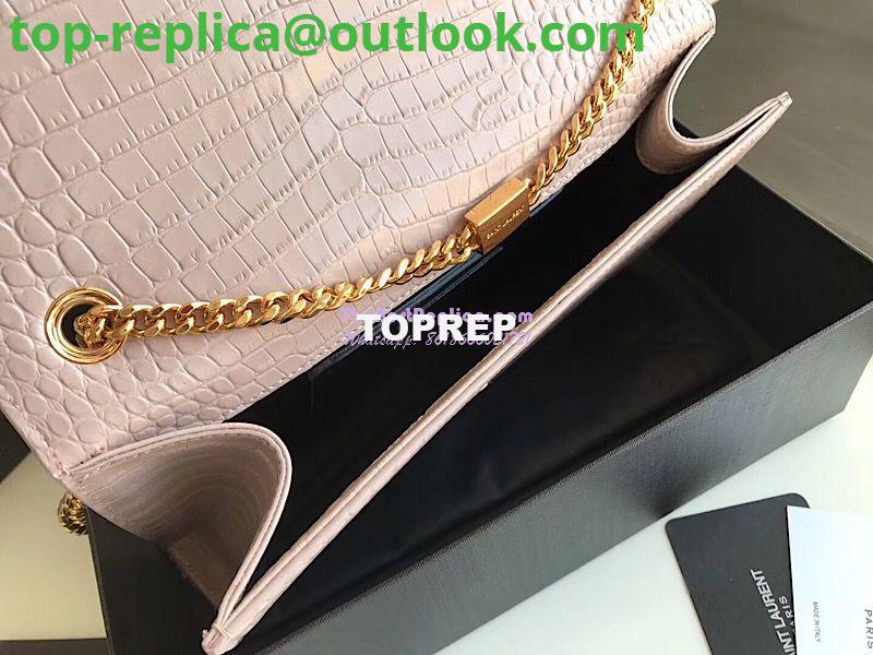 Replica YSL Classic Medium Kate Monogram Saint Laurent Tassel Satchel In Pink Crocodile Embossed Shiny Leather 354119 in gold hardware 3 Replica YSL Classic Medium Kate Monogram Saint Laurent Tassel Satchel In Pink Crocodile Embossed Shiny Leather 354119 in gold hardware 3