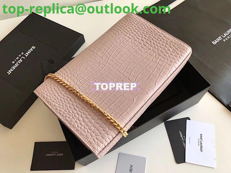 Replica YSL Classic Medium Kate Monogram Saint Laurent Tassel Satchel In Pink Crocodile Embossed Shiny Leather 354119 in gold hardware 4 Replica YSL Classic Medium Kate Monogram Saint Laurent Tassel Satchel In Pink Crocodile Embossed Shiny Leather 354119 in gold hardware 4
