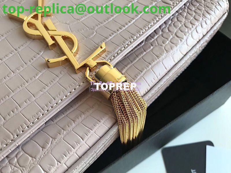 Replica YSL Classic Medium Kate Monogram Saint Laurent Tassel Satchel In Pink Crocodile Embossed Shiny Leather 354119 in gold hardware 5 Replica YSL Classic Medium Kate Monogram Saint Laurent Tassel Satchel In Pink Crocodile Embossed Shiny Leather 354119 in gold hardware 5