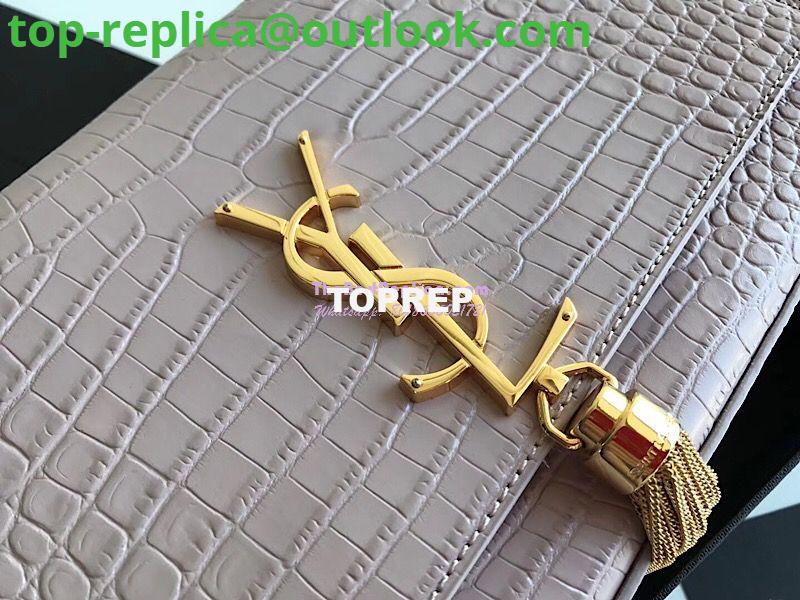 Replica YSL Classic Medium Kate Monogram Saint Laurent Tassel Satchel In Pink Crocodile Embossed Shiny Leather 354119 in gold hardware 6 Replica YSL Classic Medium Kate Monogram Saint Laurent Tassel Satchel In Pink Crocodile Embossed Shiny Leather 354119 in gold hardware 6