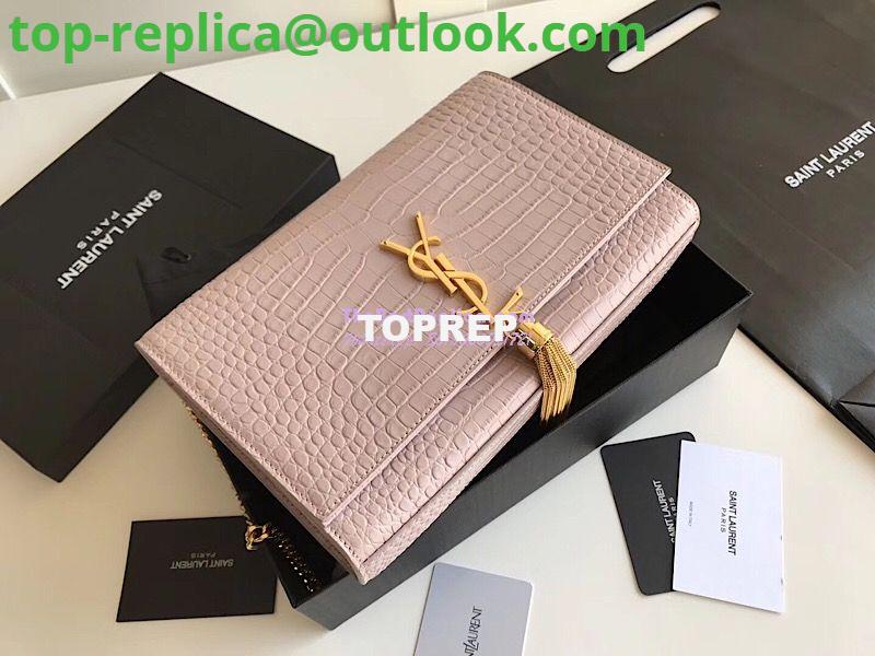 Replica YSL Classic Medium Kate Monogram Saint Laurent Tassel Satchel In Pink Crocodile Embossed Shiny Leather 354119 in gold hardware 7 Replica YSL Classic Medium Kate Monogram Saint Laurent Tassel Satchel In Pink Crocodile Embossed Shiny Leather 354119 in gold hardware 7