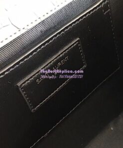 Replica YSL Classic Medium Kate Monogram Saint Laurent Tassel Satchel In Grey Crocodile Embossed Shiny Leather 354119 in gold hardware