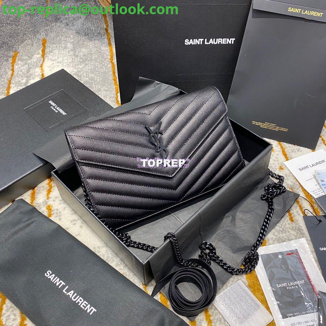 Replica YSL Saint Laurent Monogram Chain Wallet Grain De Poudre Black in Black Hardware Replica YSL Saint Laurent Monogram Chain Wallet Grain De Poudre Black in Black Hardware
