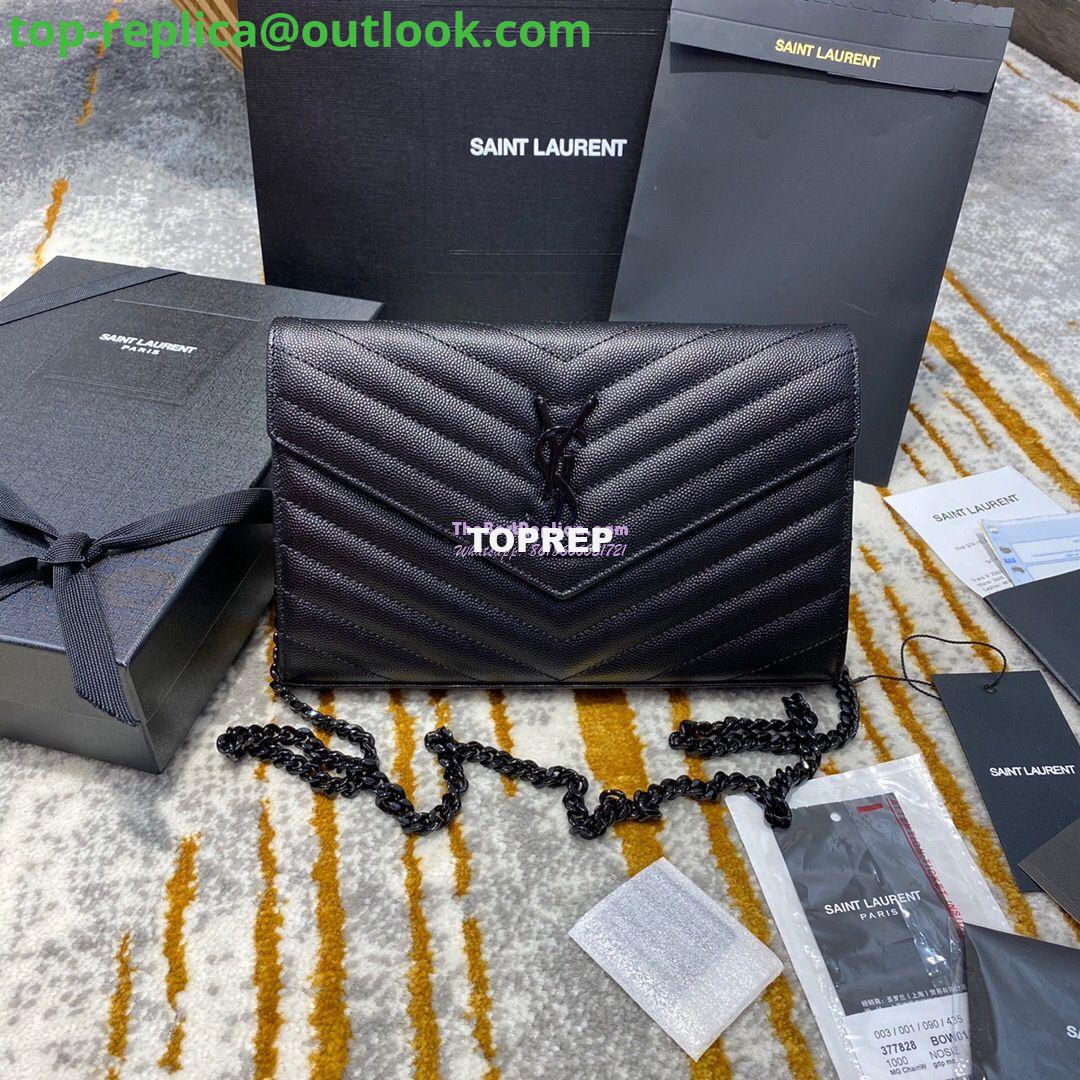 Replica YSL Saint Laurent Monogram Chain Wallet Grain De Poudre Black in Black Hardware 2 Replica YSL Saint Laurent Monogram Chain Wallet Grain De Poudre Black in Black Hardware 2