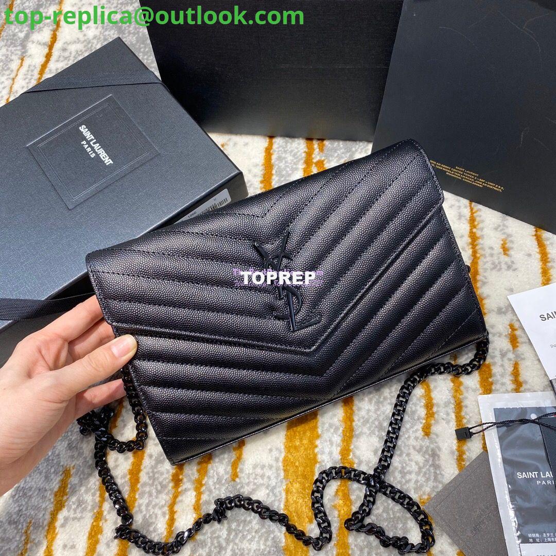 Replica YSL Saint Laurent Monogram Chain Wallet Grain De Poudre Black in Black Hardware 3 Replica YSL Saint Laurent Monogram Chain Wallet Grain De Poudre Black in Black Hardware 3