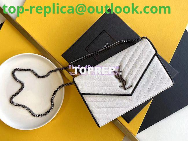 Replica YSL Saint Laurent Monogram Chain Wallet Grain De Poudre White in Black Hardware Replica YSL Saint Laurent Monogram Chain Wallet Grain De Poudre White in Black Hardware