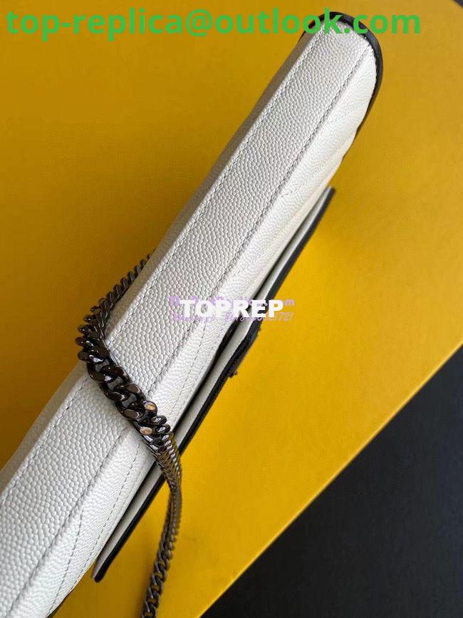 Replica YSL Saint Laurent Monogram Chain Wallet Grain De Poudre White in Black Hardware 9 Replica YSL Saint Laurent Monogram Chain Wallet Grain De Poudre White in Black Hardware 9