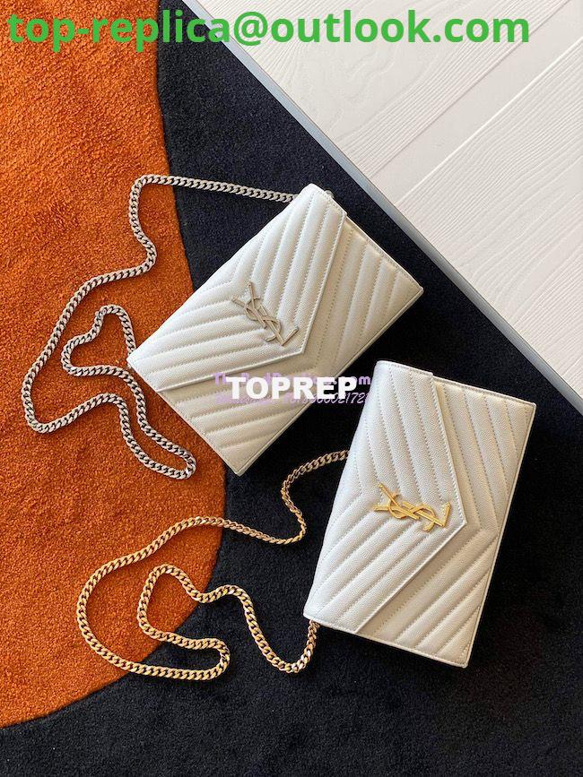 Replica YSL Saint Laurent Monogram Chain Wallet Grain De Poudre White in Silver Hardware Replica YSL Saint Laurent Monogram Chain Wallet Grain De Poudre White in Silver Hardware