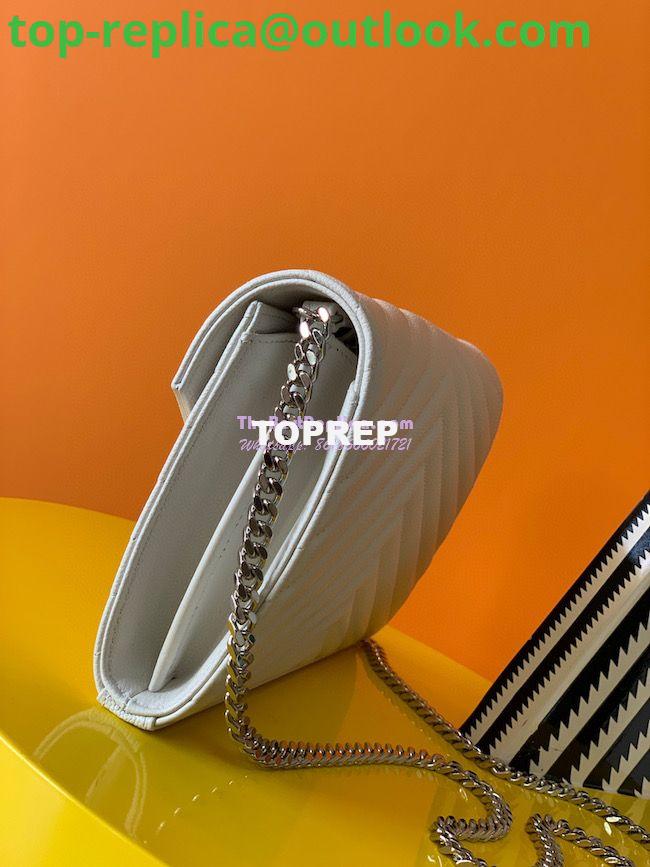 Replica YSL Saint Laurent Monogram Chain Wallet Grain De Poudre White in Silver Hardware 4 Replica YSL Saint Laurent Monogram Chain Wallet Grain De Poudre White in Silver Hardware 4