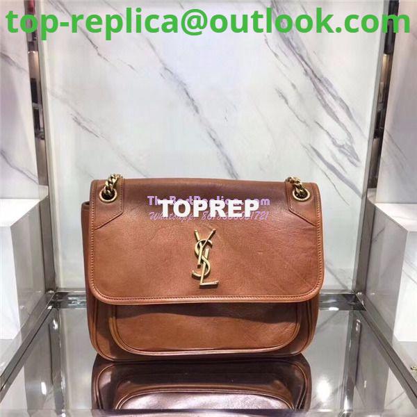 Replica YSL Saint Laurent niki chain bag in vintage crinkled and quilted cognac leather Replica YSL Saint Laurent niki chain bag in vintage crinkled and quilted cognac leather