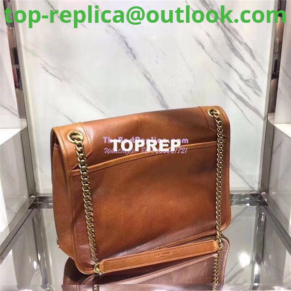 Replica YSL Saint Laurent niki chain bag in vintage crinkled and quilted cognac leather 3 Replica YSL Saint Laurent niki chain bag in vintage crinkled and quilted cognac leather 3