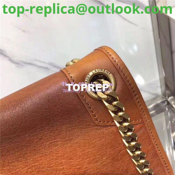 Replica YSL Saint Laurent niki chain bag in vintage crinkled and quilted cognac leather 6 Replica YSL Saint Laurent niki chain bag in vintage crinkled and quilted cognac leather 6