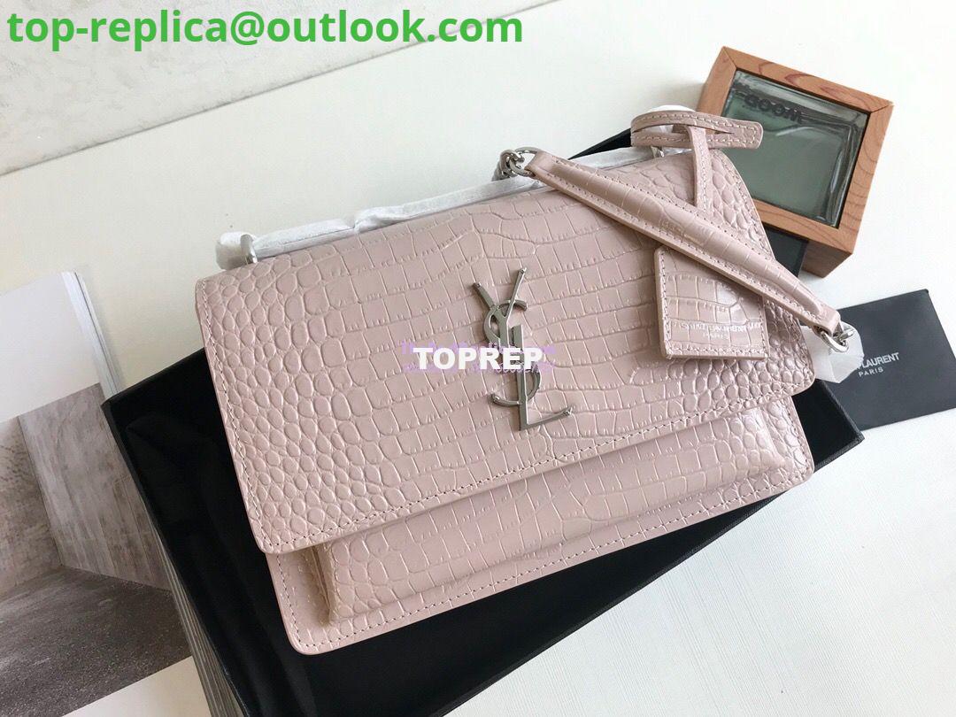 Replica YSL Saint Laurent Medium Sunset Monogram pink crocodile embossed bag Replica YSL Saint Laurent Medium Sunset Monogram pink crocodile embossed bag
