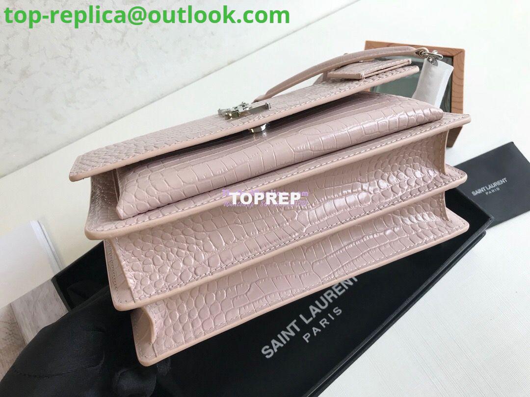 Replica YSL Saint Laurent Medium Sunset Monogram pink crocodile embossed bag 3 Replica YSL Saint Laurent Medium Sunset Monogram pink crocodile embossed bag 3
