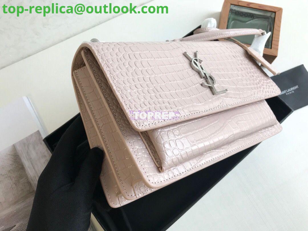 Replica YSL Saint Laurent Medium Sunset Monogram pink crocodile embossed bag 4 Replica YSL Saint Laurent Medium Sunset Monogram pink crocodile embossed bag 4