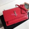 Replica YSL Saint Laurent Medium Sunset Monogram pink crocodile embossed bag 10