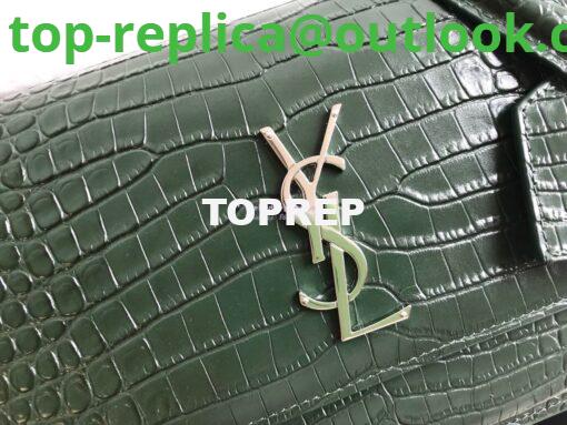 Replica YSL Saint Laurent Medium Sunset Monogram green crocodile embossed bag 2