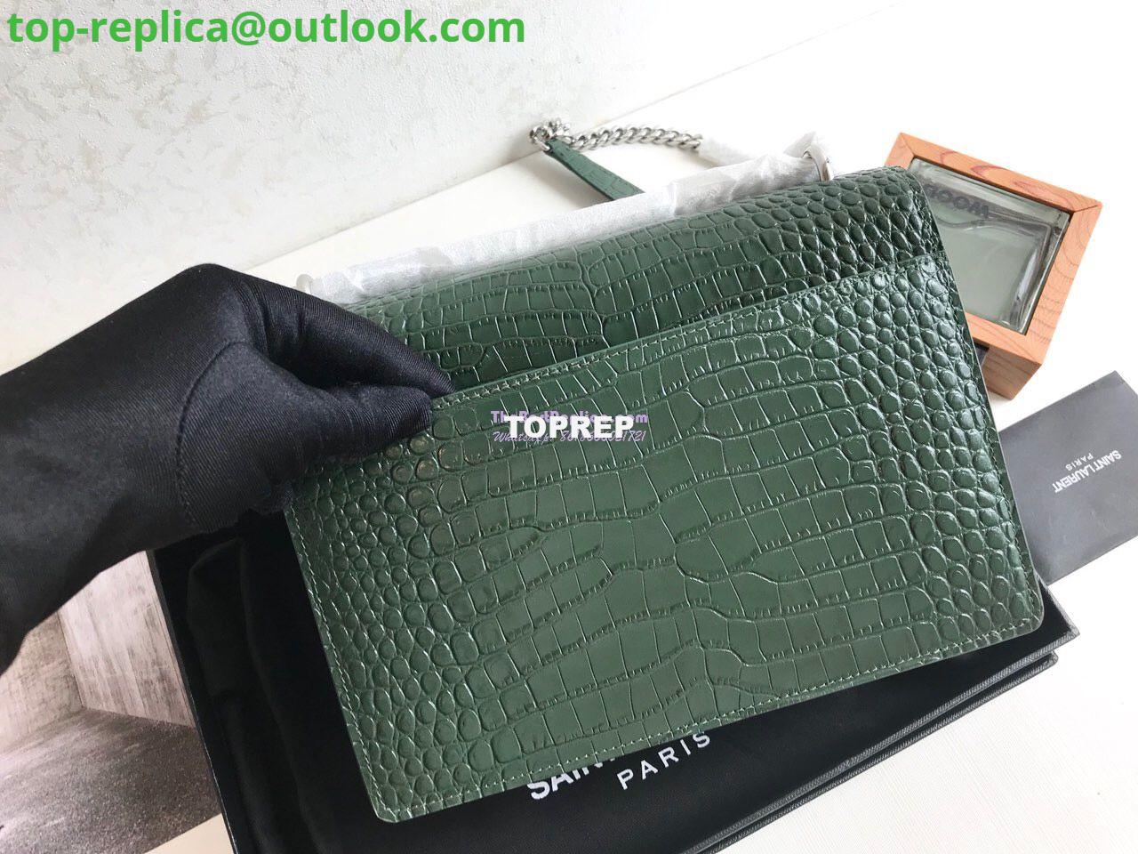 Replica YSL Saint Laurent Medium Sunset Monogram green crocodile embossed bag 5 Replica YSL Saint Laurent Medium Sunset Monogram green crocodile embossed bag 5