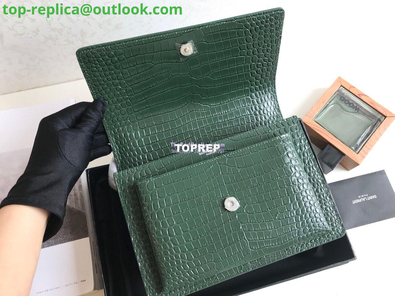 Replica YSL Saint Laurent Medium Sunset Monogram green crocodile embossed bag 6 Replica YSL Saint Laurent Medium Sunset Monogram green crocodile embossed bag 6