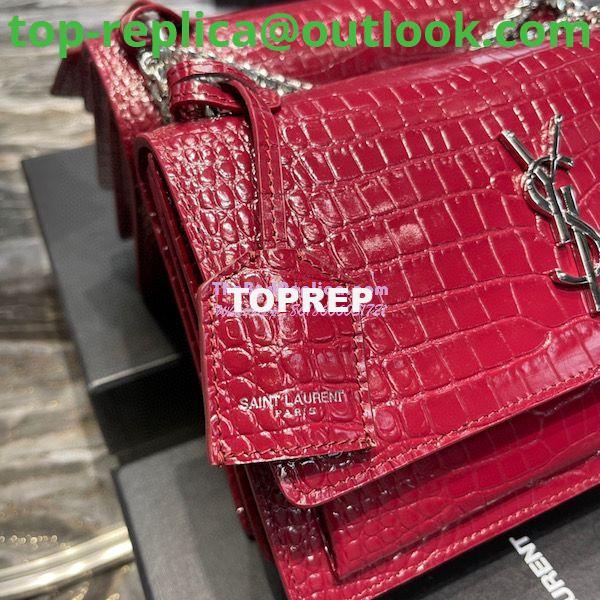 Replica YSL Saint Laurent Medium Sunset Monogram wine red crocodile embossed bag 6 Replica YSL Saint Laurent Medium Sunset Monogram wine red crocodile embossed bag 6