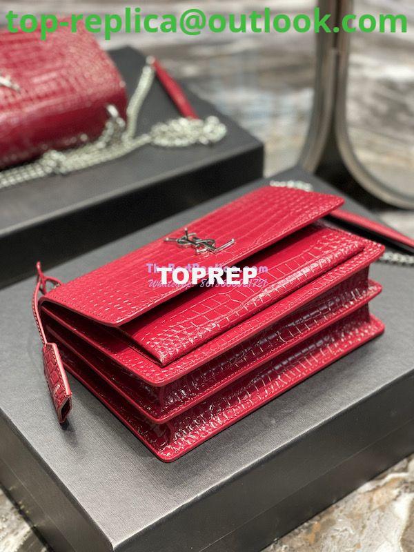 Replica YSL Saint Laurent Medium Sunset Monogram wine red crocodile embossed bag 7 Replica YSL Saint Laurent Medium Sunset Monogram wine red crocodile embossed bag 7