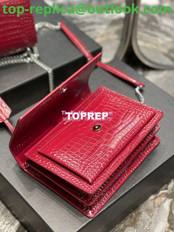 Replica YSL Saint Laurent Medium Sunset Monogram wine red crocodile embossed bag 8 Replica YSL Saint Laurent Medium Sunset Monogram wine red crocodile embossed bag 8