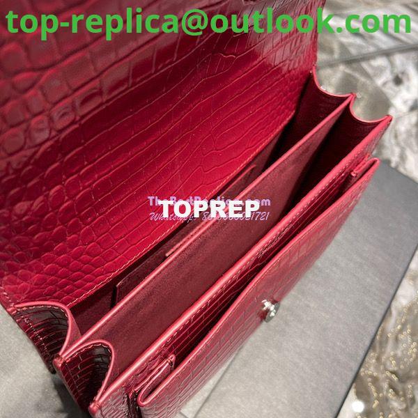 Replica YSL Saint Laurent Medium Sunset Monogram wine red crocodile embossed bag 9 Replica YSL Saint Laurent Medium Sunset Monogram wine red crocodile embossed bag 9
