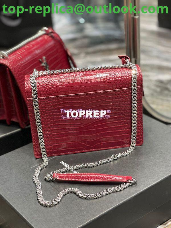 Replica YSL Saint Laurent Medium Sunset Monogram wine red crocodile embossed bag 10 Replica YSL Saint Laurent Medium Sunset Monogram wine red crocodile embossed bag 10