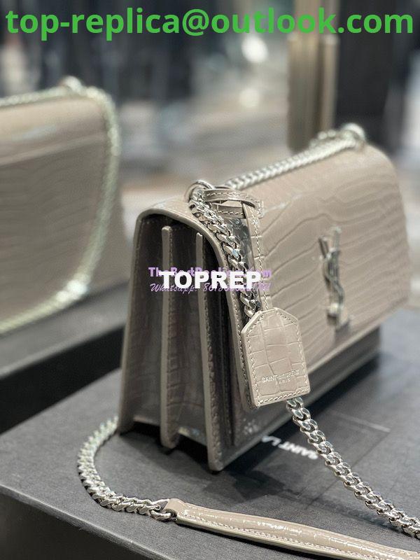 Replica YSL Saint Laurent Medium Sunset Monogram grey crocodile embossed bag 4 Replica YSL Saint Laurent Medium Sunset Monogram grey crocodile embossed bag 4