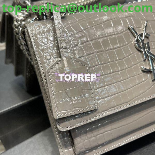Replica YSL Saint Laurent Medium Sunset Monogram grey crocodile embossed bag 5 Replica YSL Saint Laurent Medium Sunset Monogram grey crocodile embossed bag 5