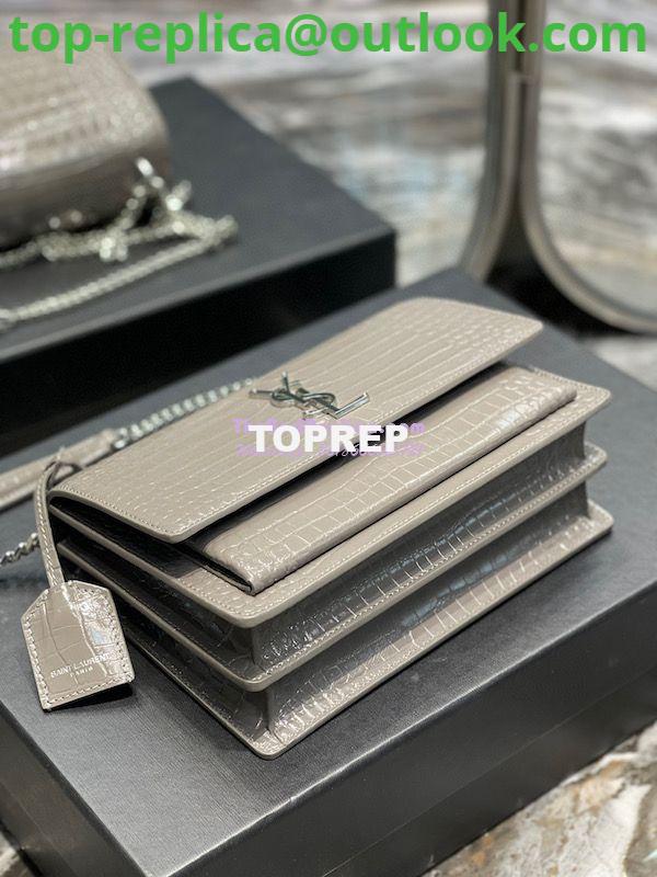 Replica YSL Saint Laurent Medium Sunset Monogram grey crocodile embossed bag 7 Replica YSL Saint Laurent Medium Sunset Monogram grey crocodile embossed bag 7