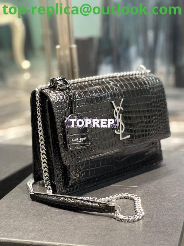 Replica YSL Saint Laurent Medium Sunset Monogram black crocodile embossed bag 2 Replica YSL Saint Laurent Medium Sunset Monogram black crocodile embossed bag 2