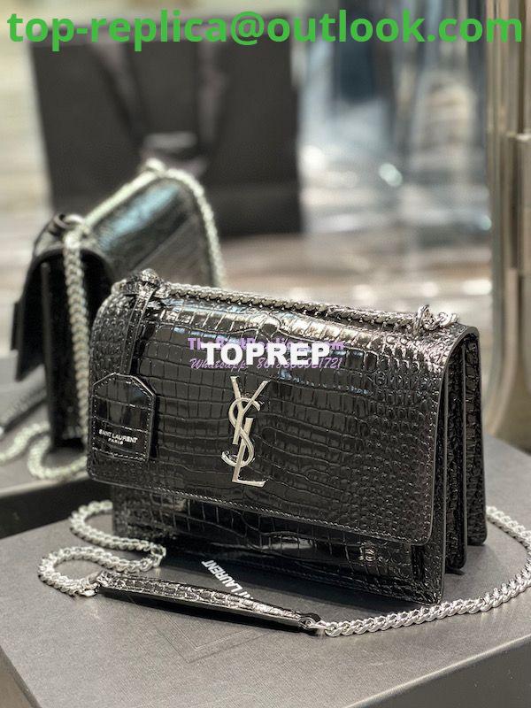 Replica YSL Saint Laurent Medium Sunset Monogram black crocodile embossed bag 3 Replica YSL Saint Laurent Medium Sunset Monogram black crocodile embossed bag 3