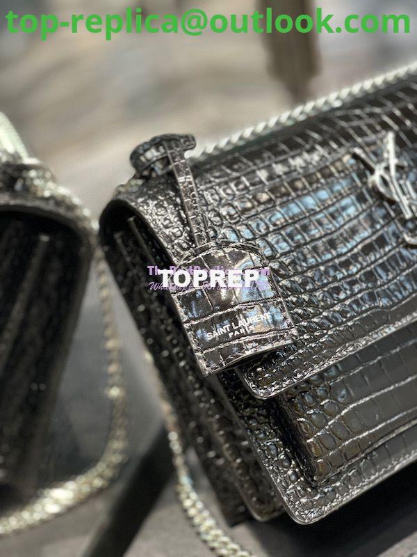 Replica YSL Saint Laurent Medium Sunset Monogram black crocodile embossed bag 4 Replica YSL Saint Laurent Medium Sunset Monogram black crocodile embossed bag 4