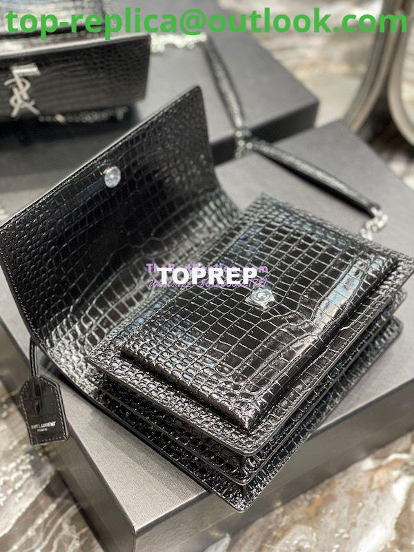 Replica YSL Saint Laurent Medium Sunset Monogram black crocodile embossed bag 8 Replica YSL Saint Laurent Medium Sunset Monogram black crocodile embossed bag 8