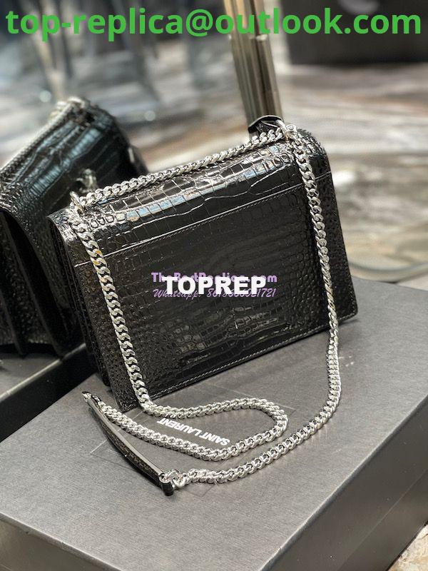 Replica YSL Saint Laurent Medium Sunset Monogram black crocodile embossed bag 11 Replica YSL Saint Laurent Medium Sunset Monogram black crocodile embossed bag 11