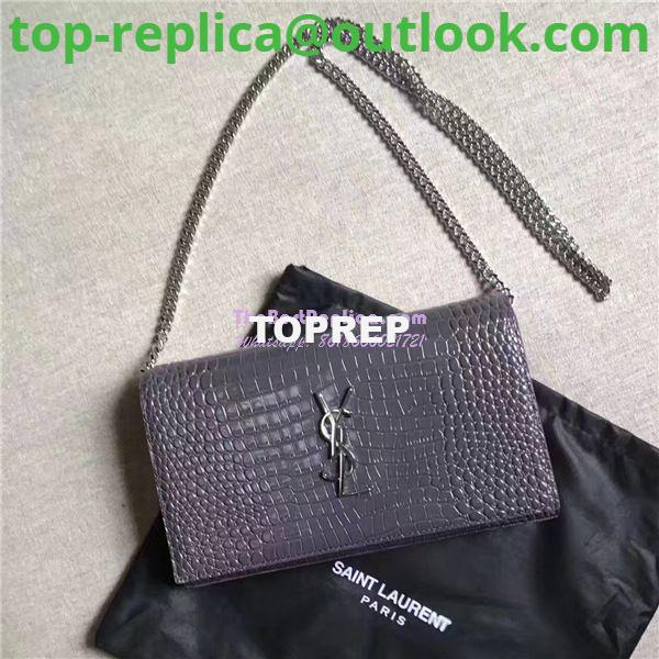 Replica YSL Monogram Saint Laurent Chain Wallet In Grey Crocodile Embossed Shiny Leather 442015 Replica YSL Monogram Saint Laurent Chain Wallet In Grey Crocodile Embossed Shiny Leather 442015