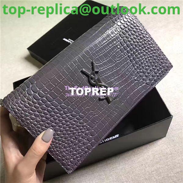 Replica YSL Monogram Saint Laurent Chain Wallet In Grey Crocodile Embossed Shiny Leather 442015 2 Replica YSL Monogram Saint Laurent Chain Wallet In Grey Crocodile Embossed Shiny Leather 442015 2