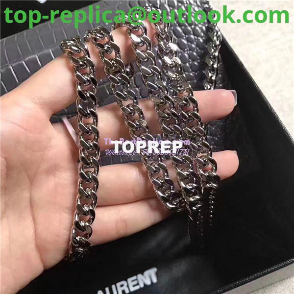 Replica YSL Monogram Saint Laurent Chain Wallet In Grey Crocodile Embossed Shiny Leather 442015 6 Replica YSL Monogram Saint Laurent Chain Wallet In Grey Crocodile Embossed Shiny Leather 442015 6