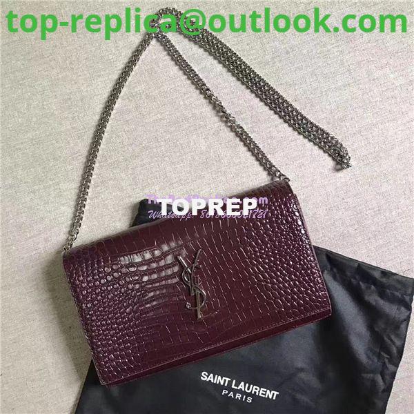 Replica YSL Monogram Saint Laurent Chain Wallet In Wine Red Crocodile Embossed Shiny Leather 442015 Replica YSL Monogram Saint Laurent Chain Wallet In Wine Red Crocodile Embossed Shiny Leather 442015