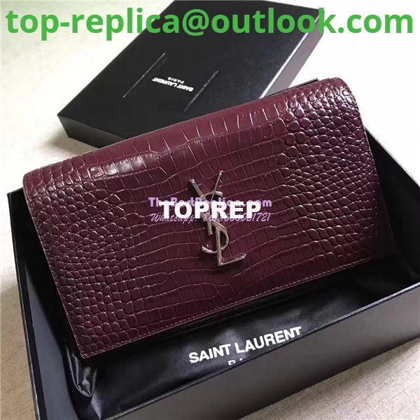 Replica YSL Monogram Saint Laurent Chain Wallet In Wine Red Crocodile Embossed Shiny Leather 442015 2 Replica YSL Monogram Saint Laurent Chain Wallet In Wine Red Crocodile Embossed Shiny Leather 442015 2