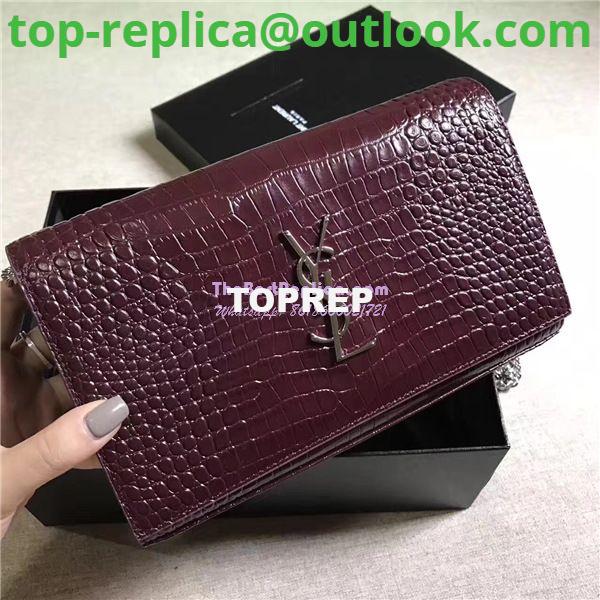Replica YSL Monogram Saint Laurent Chain Wallet In Wine Red Crocodile Embossed Shiny Leather 442015 4 Replica YSL Monogram Saint Laurent Chain Wallet In Wine Red Crocodile Embossed Shiny Leather 442015 4