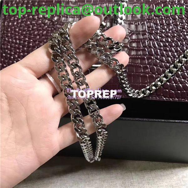 Replica YSL Monogram Saint Laurent Chain Wallet In Wine Red Crocodile Embossed Shiny Leather 442015 9 Replica YSL Monogram Saint Laurent Chain Wallet In Wine Red Crocodile Embossed Shiny Leather 442015 9